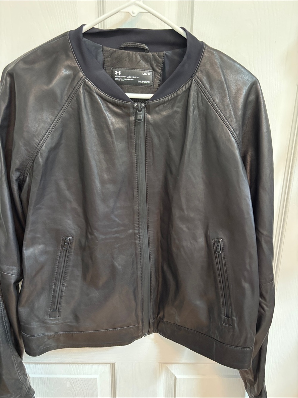 Under Armour Black Leather Bomber Jacket - Women’s